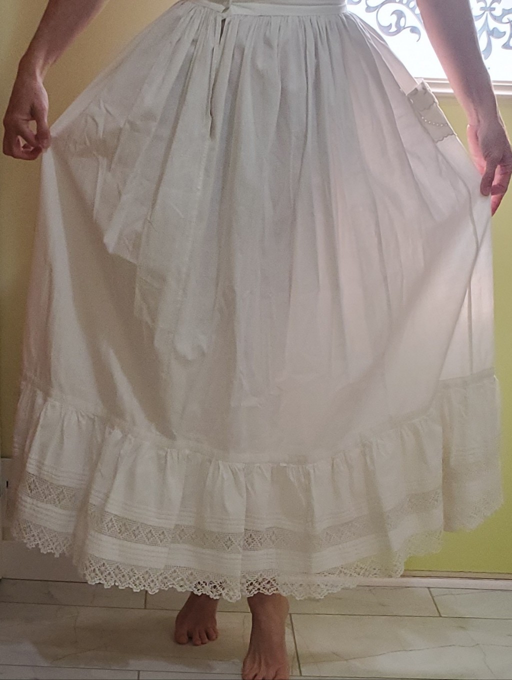 Edwardian Cotton Petticoat Skirt With Pocket